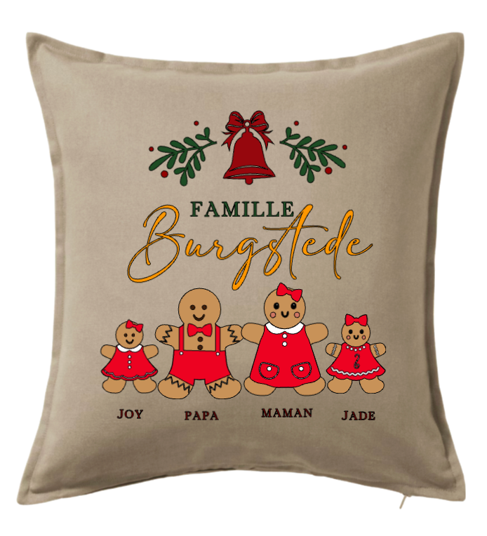 Housse de coussin - La famille des pains d'épices